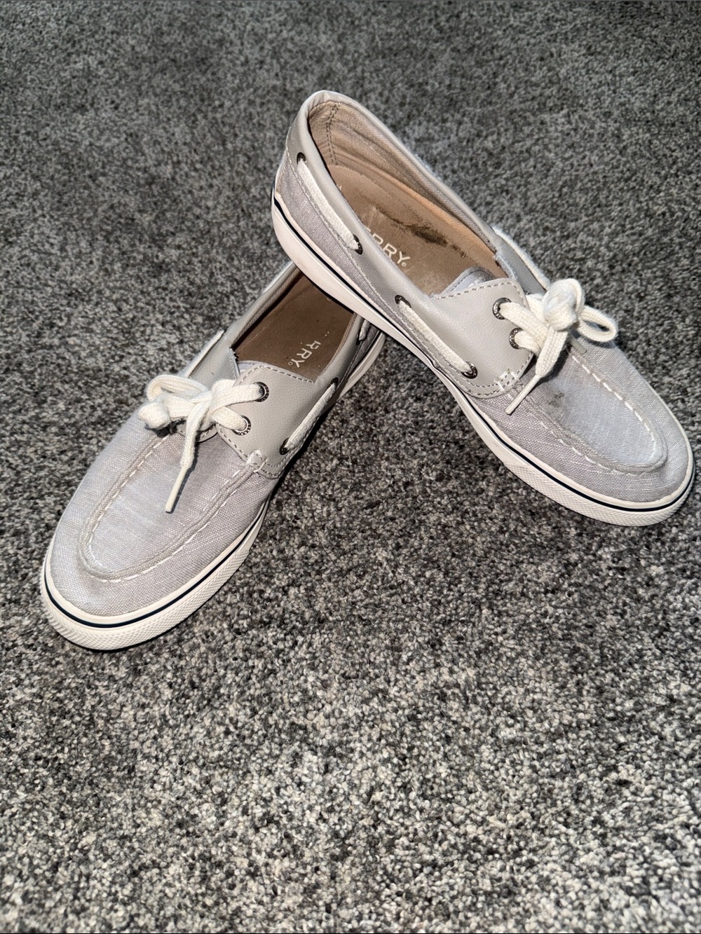 Sperry Women's Light Gray Canvas Boat Shoes